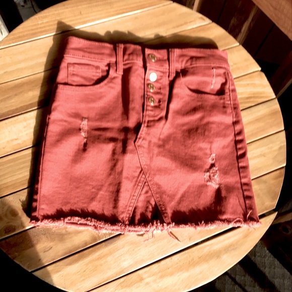 Old Navy Other - ☀️WEEKEND SALE☀️ Old Navy distressed orange denim skirt
